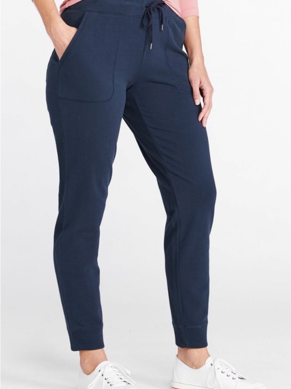 Women's Navy Knit Joggers with Drawstring Waist